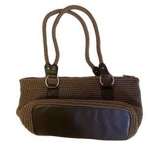 Croft & Barrow Brown Knit Crochet Summer Purse